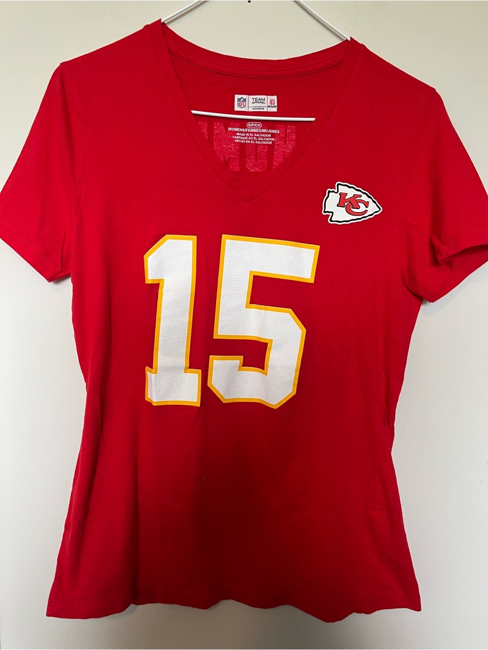 NFL Women's Red V-Neck #15 Kansas City Chiefs Tee